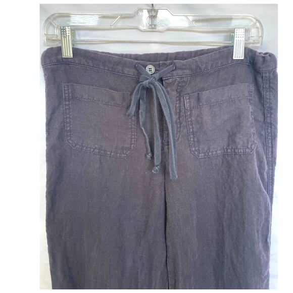 Vince Navy Linen Wide Leg Loose Fit Drawstring Pants, XS - Picture 2 of 5